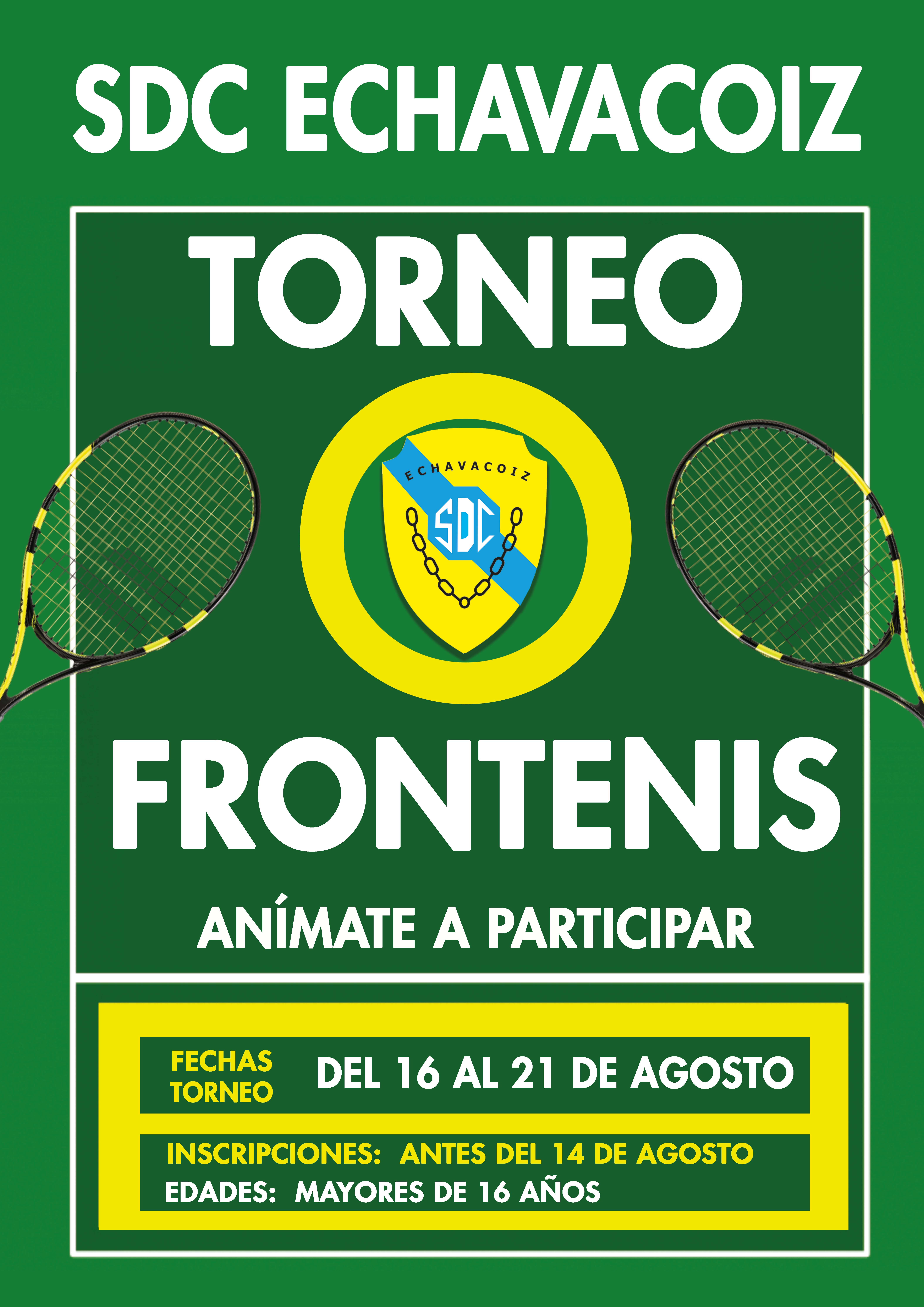 Torneo Frontenis del 16 al 21 de Agosto